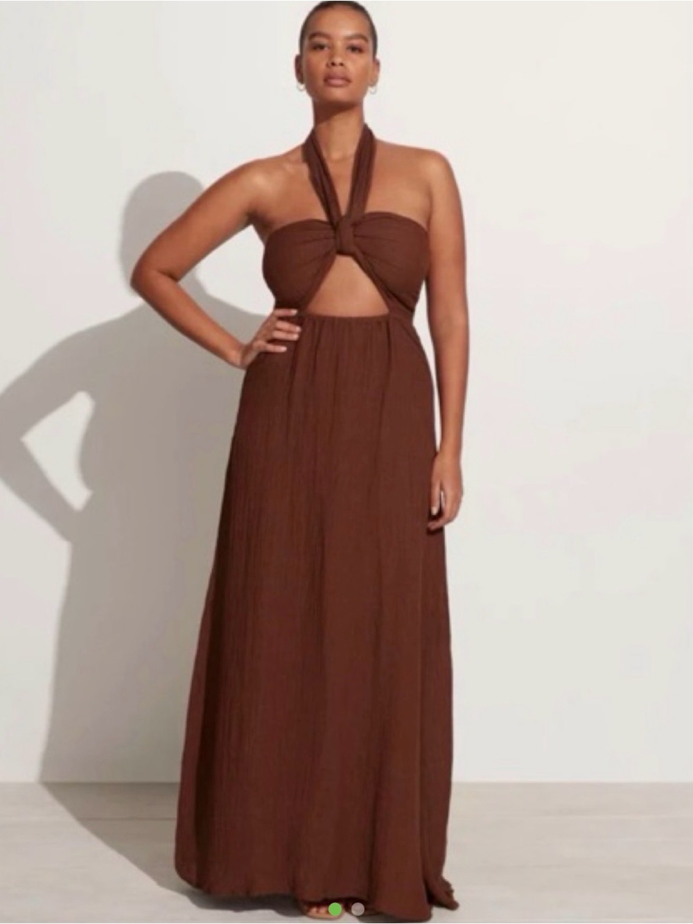 Faithfull the Brand Brown Strapless Halter Maxi Dress